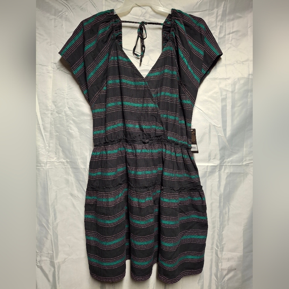 Wrangler Charcoal, Pink, and Teal Striped Midi Dress